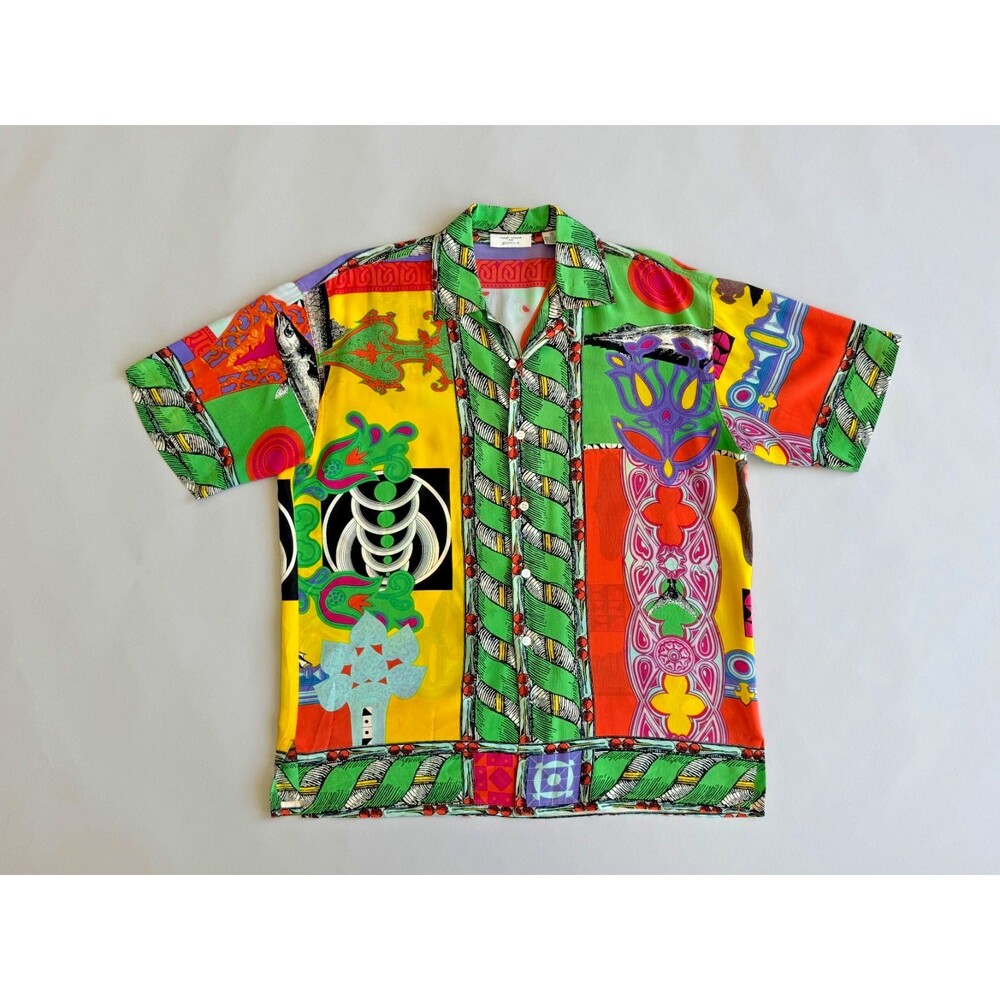 Vintage Timney-Fowler for Go Silk Shirt S 90s Fish Print 100% Silk Multicolor